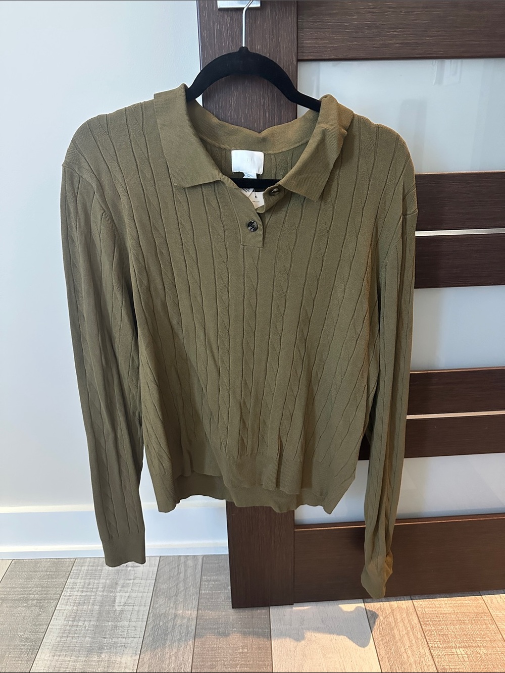 Olive Green Cable Knit collar Sweater